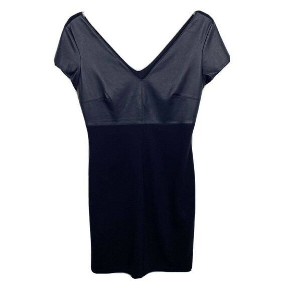 Bailey 44 Dress Blue Sheath Faux Leather Stretch - Picture 1 of 6